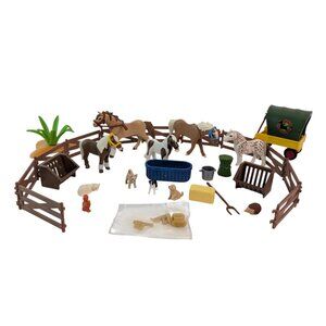 Playmobil Horse Ranch Toy Figures Playset Country‎ Wagon Fence Dog Cat Animals